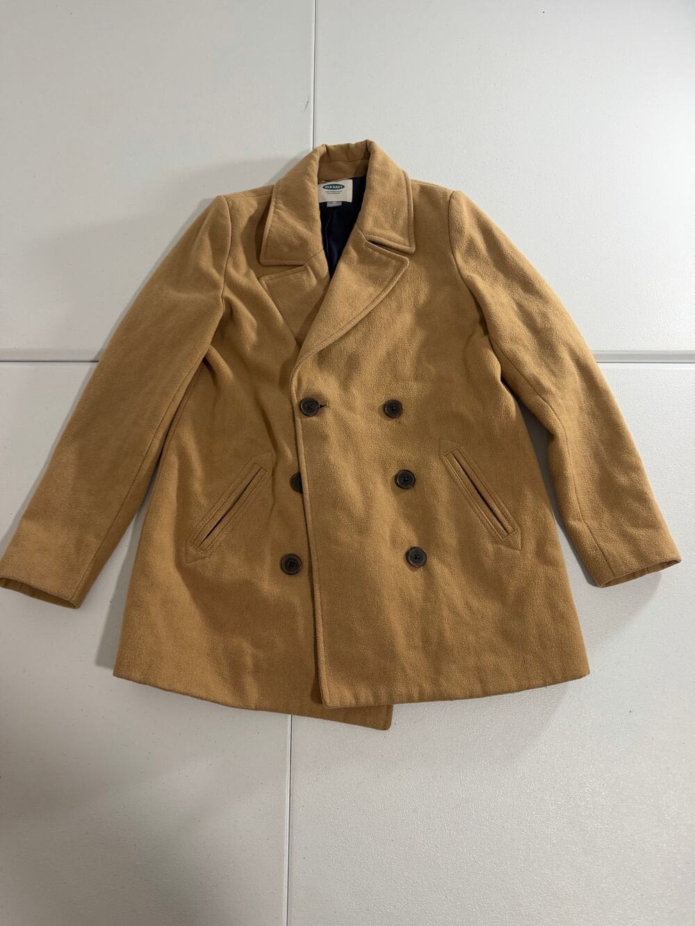 Old Navy Women's XS Camel Wool Blend Double Breasted Peacoat Tan